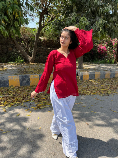 Maroon pintex Farshi Salwar Set