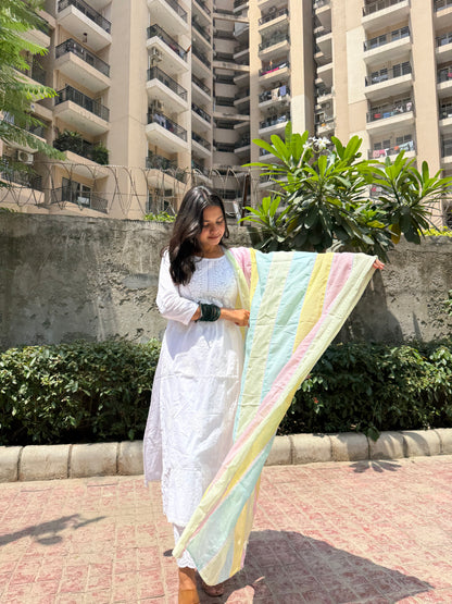 Rangvasant Chikankari suit set ( with pastel dupatta )
