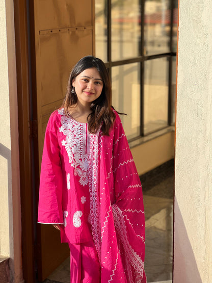 Pink Chikankari Set