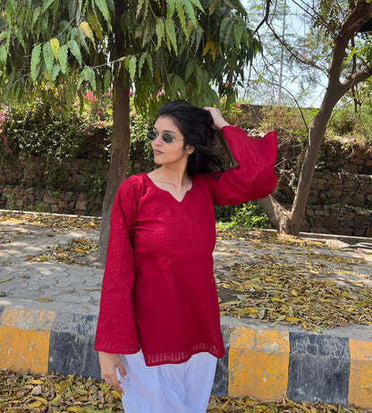 Maroon pintex kurti
