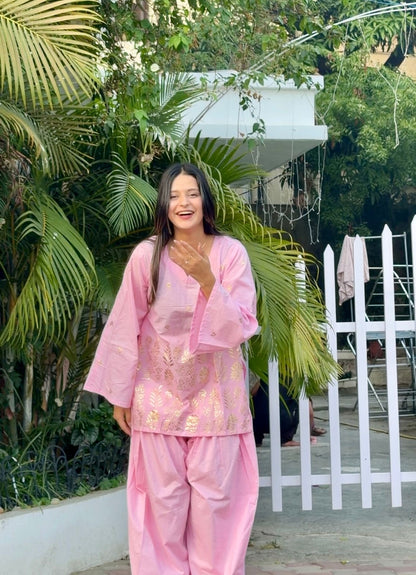 Pink Almond Farshi Salwar Set