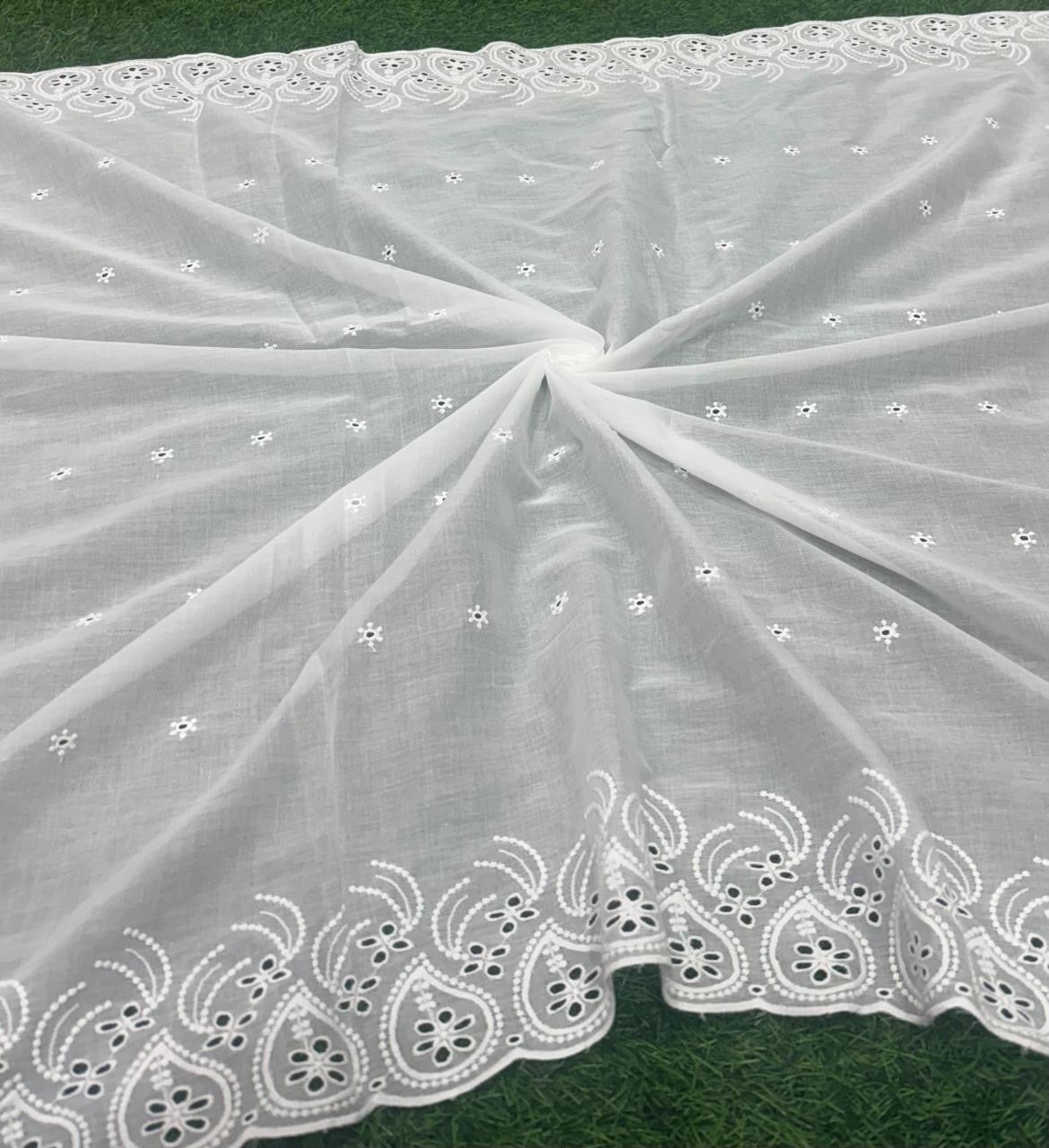 White Dyeable Embroidered Dupatta