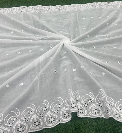 White Dyeable Embroidered Dupatta