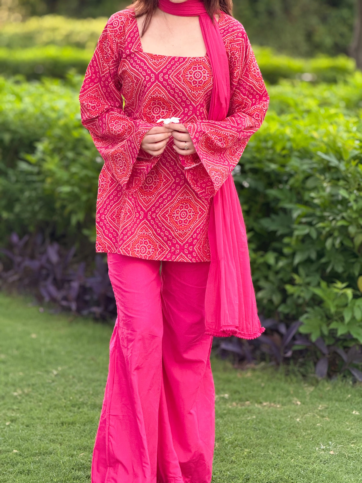 Bandhej Banno Bell Bottom Suit
