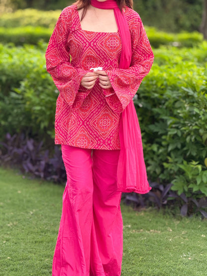 Bandhej Banno Bell Bottom Suit