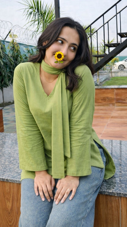 Sage Short Kurti ( with neck band)