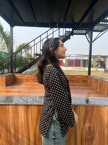 Black Polka Kurti (with neckband)