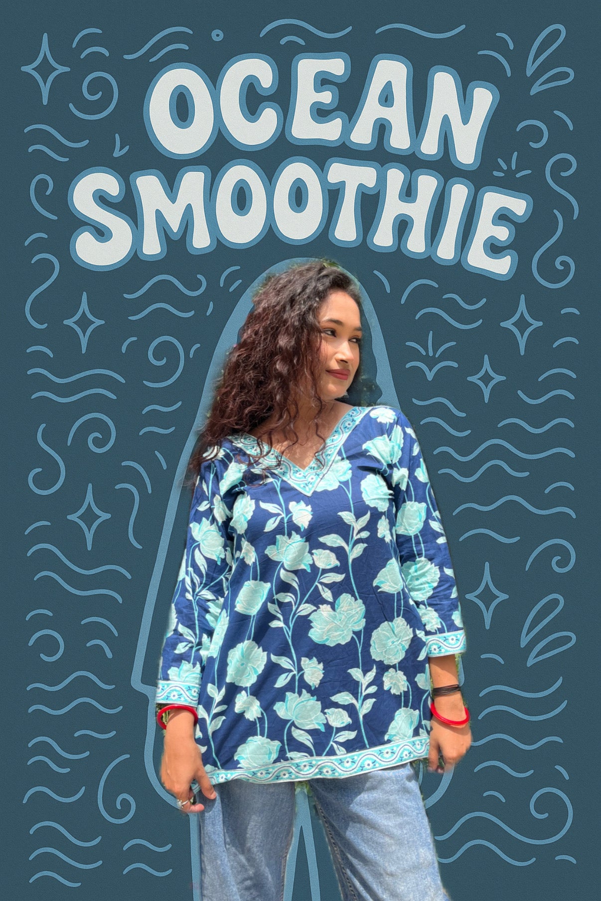 Ocean Smoothie Straight Short Kurti
