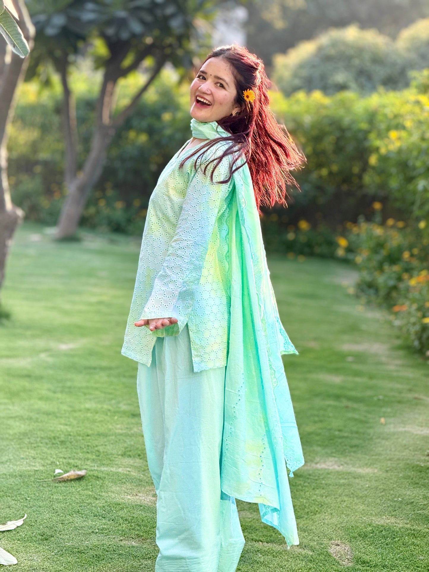 Sky tie-dye hakoba Farshi salwar Set