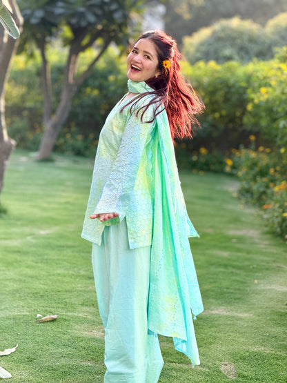 Sky tie-dye hakoba Farshi salwar Set
