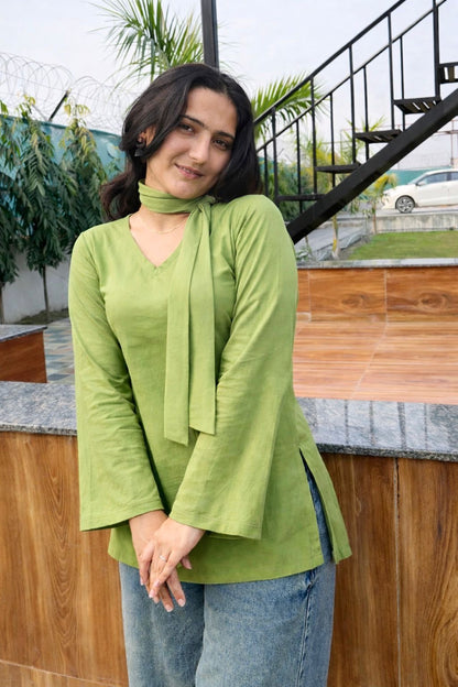 Sage Short Kurti ( with neck band)