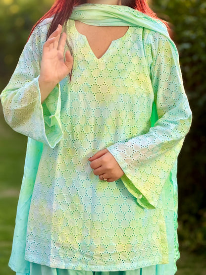 Sky tie-dye hakoba Farshi salwar Set