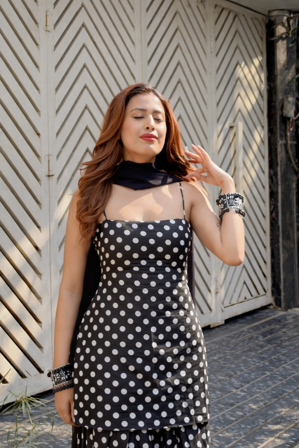 Black Polka Dot Farshi Salwar Set