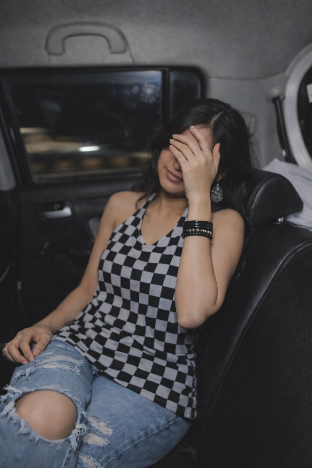 Check & Mate Halter Neck Short Kurti