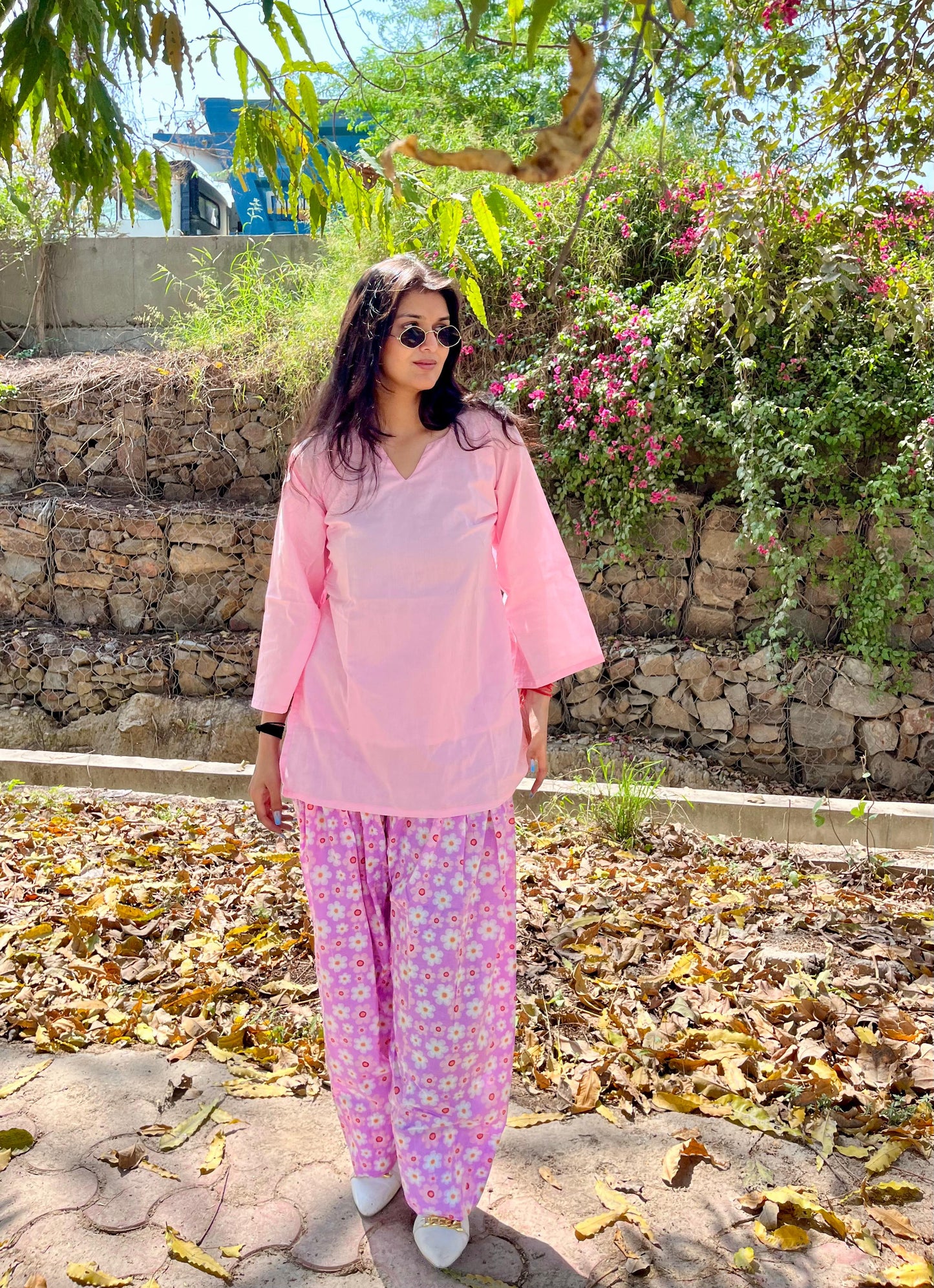 Pink daisy Farshi Set