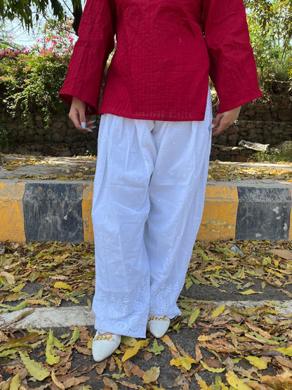 White Embroidered Farshi Salwar