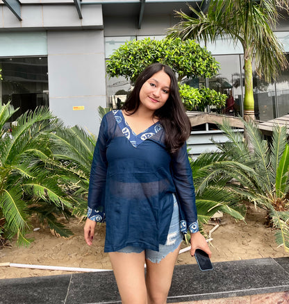 Blue Sheer Short Kurti