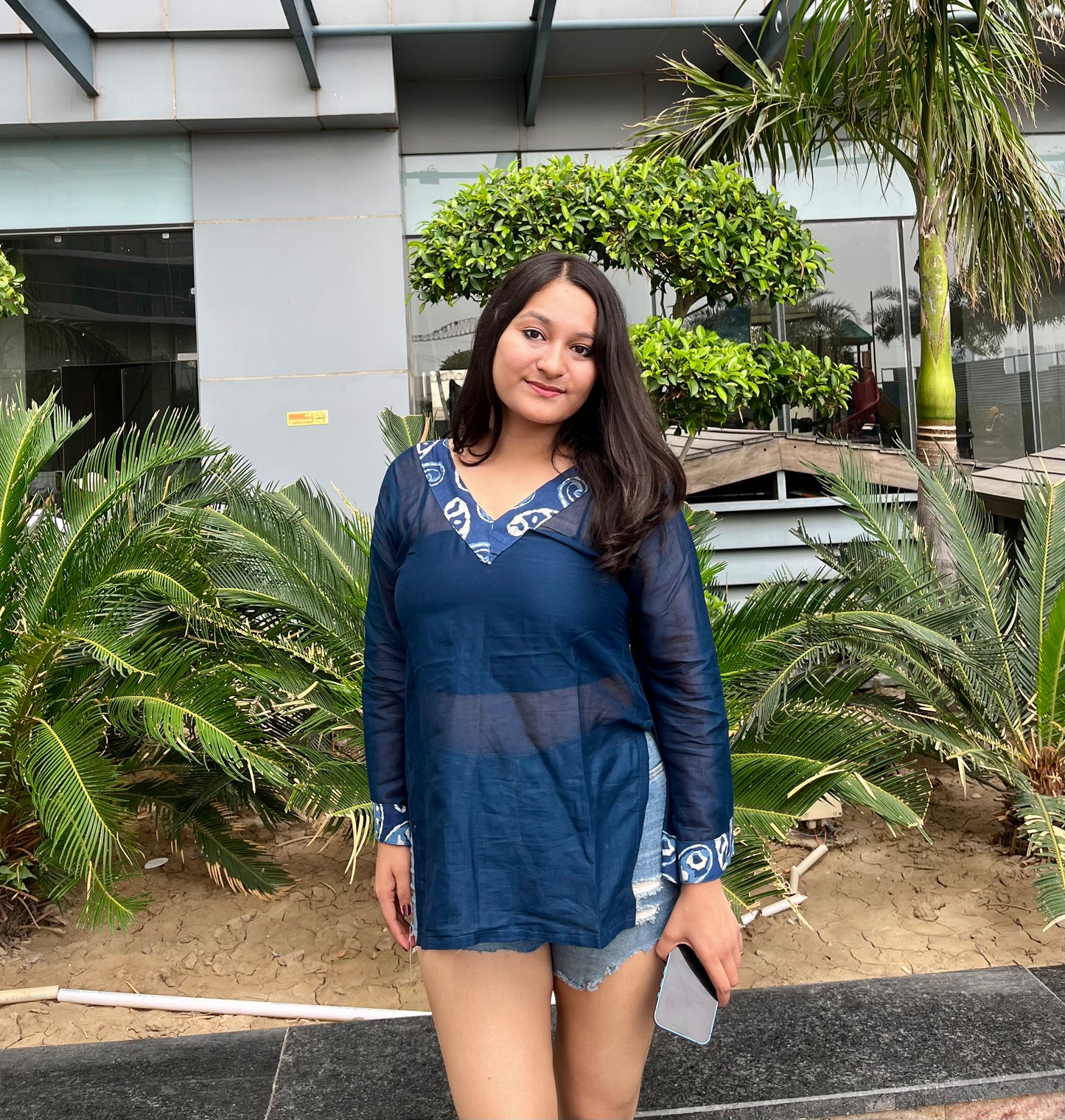 Blue Sheer Short Kurti