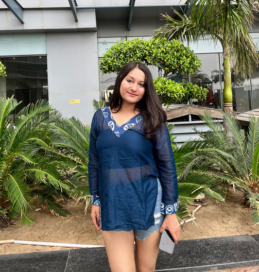 Blue Sheer Short Kurti