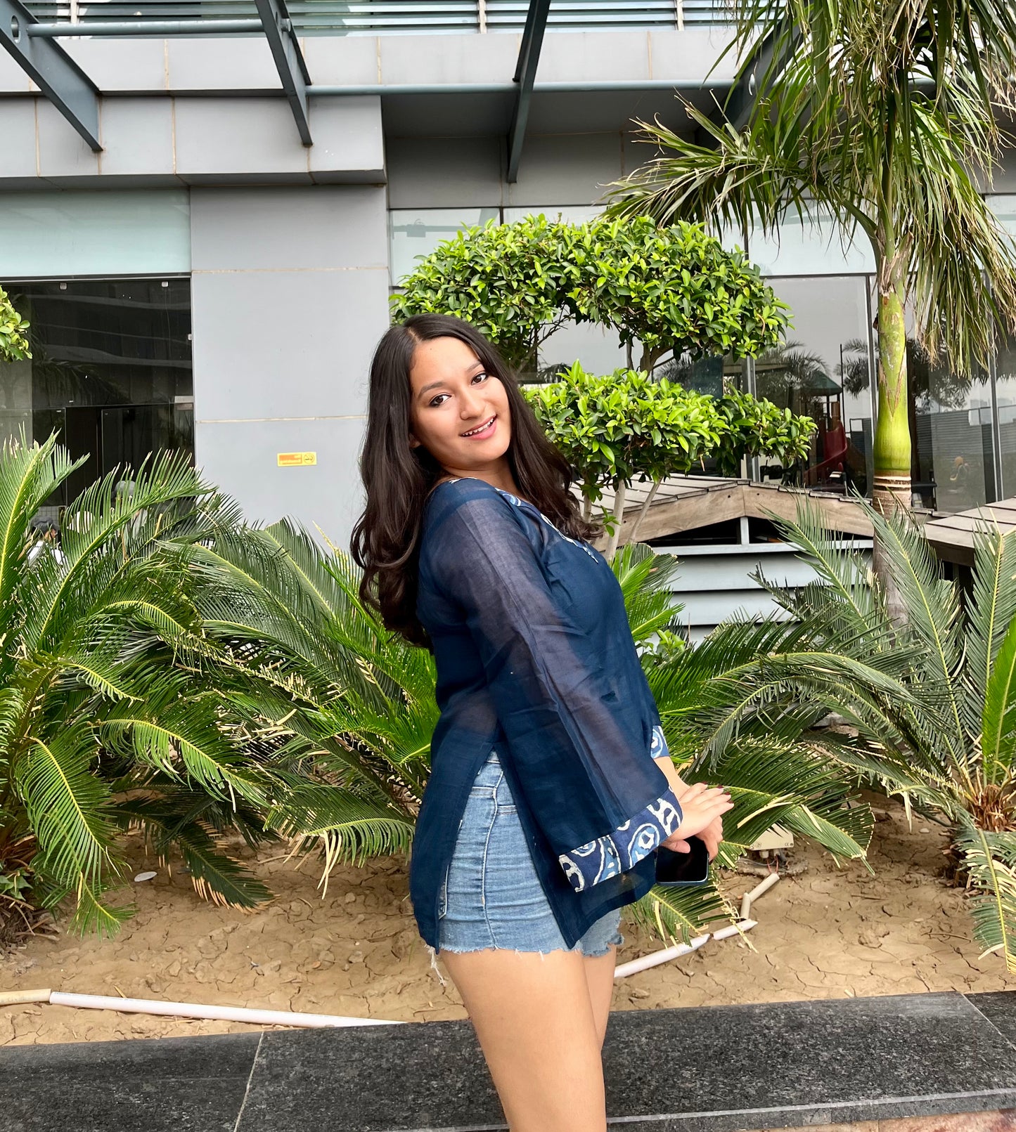 Blue Sheer Short Kurti