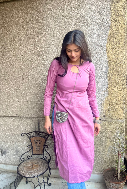 Solid Mauve Long Kurti