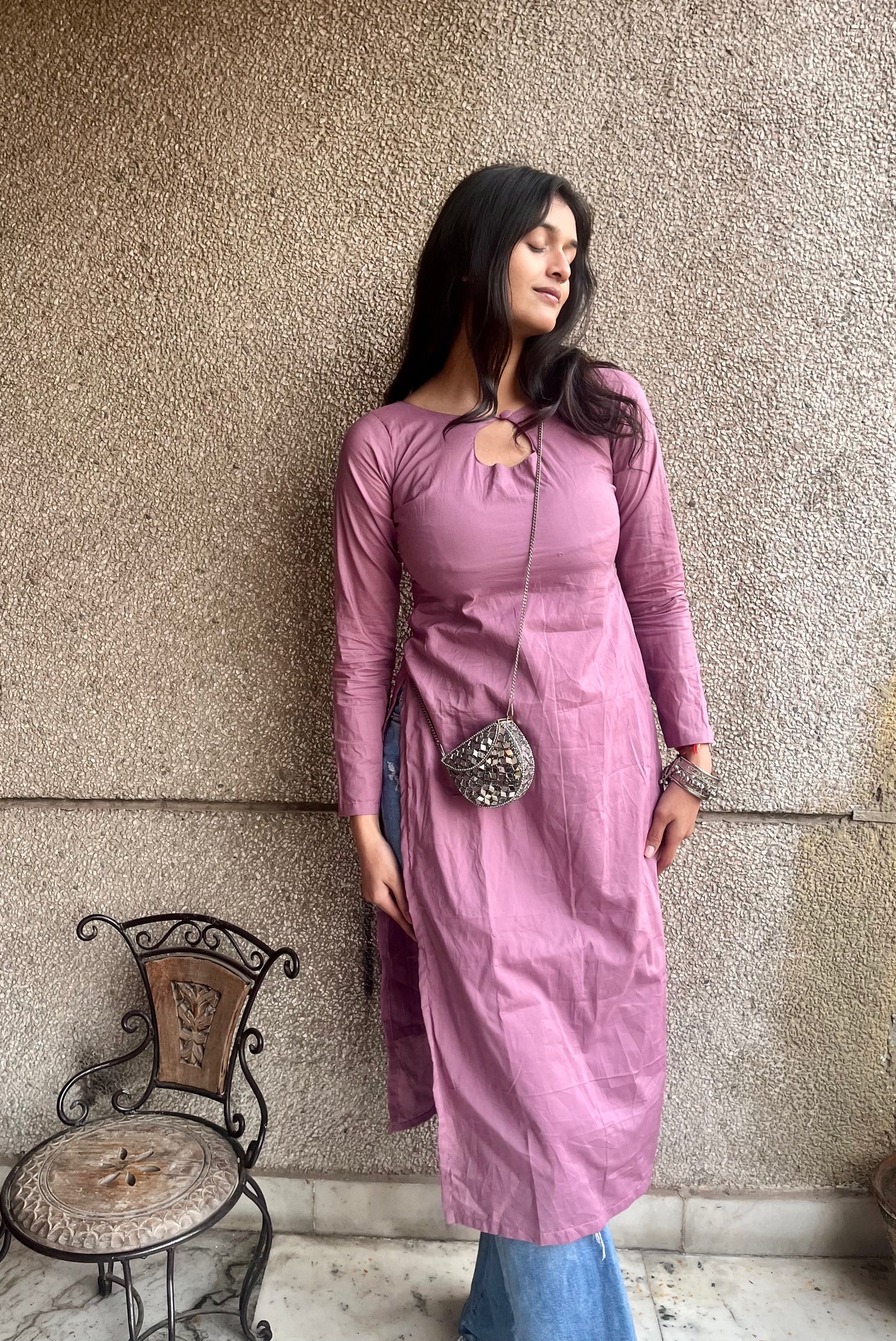 Solid Mauve Long Kurti