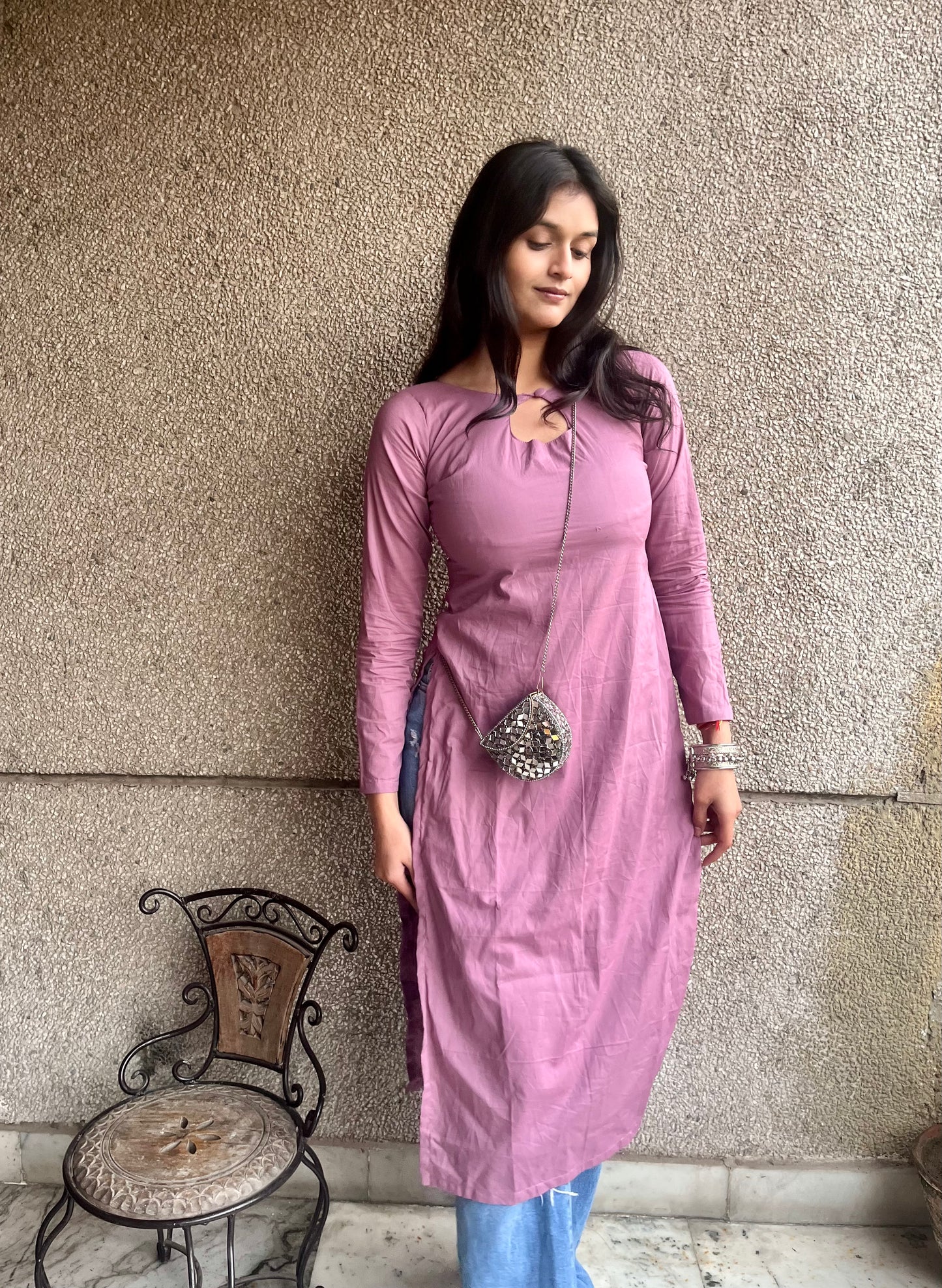 Solid Mauve Long Kurti