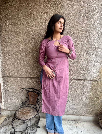 Solid Mauve Long Kurti