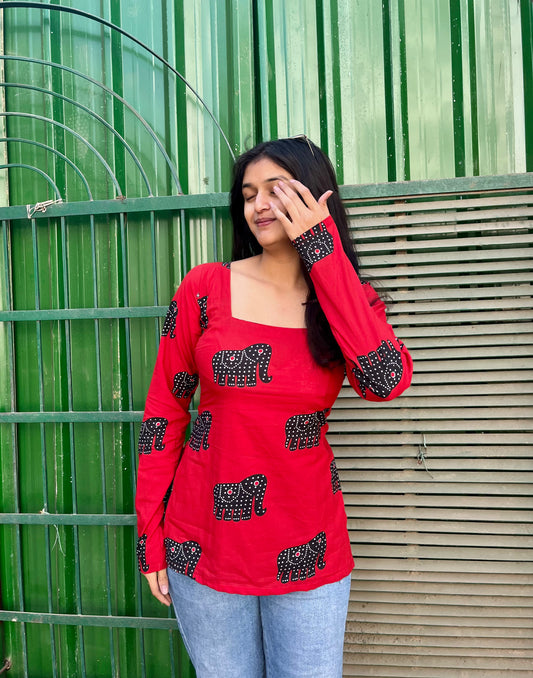 Laal Gajraaj Corset Back Kurti