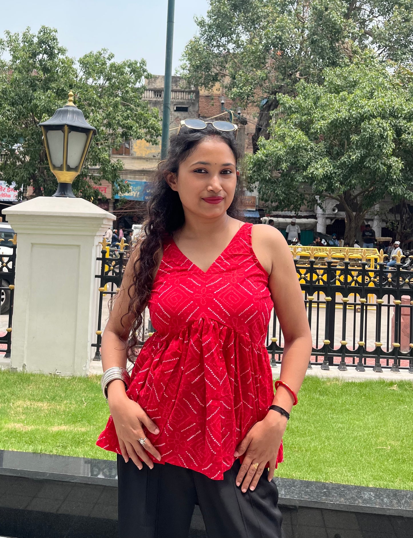 Red Pepper Peeplum Short Kurti