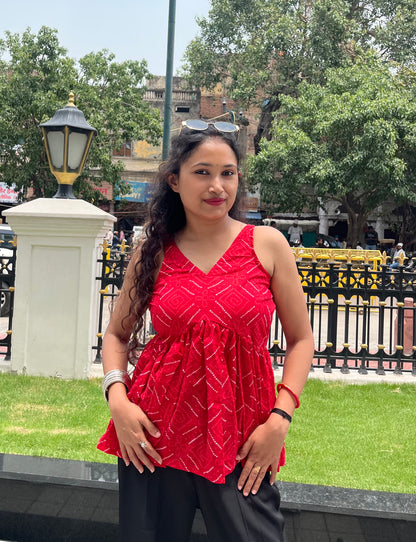 Red Pepper Peeplum Short Kurti