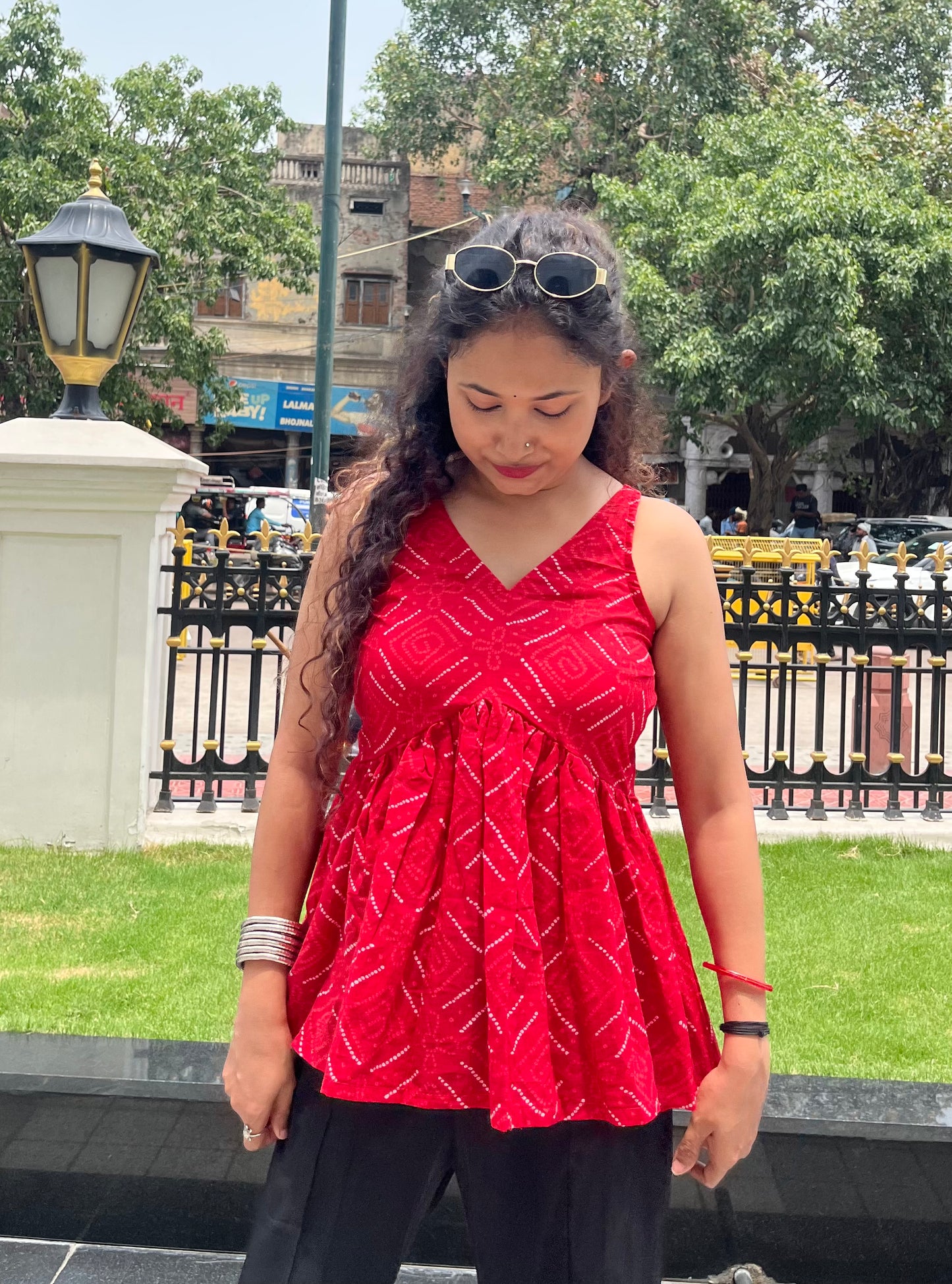 Red Pepper Peeplum Short Kurti