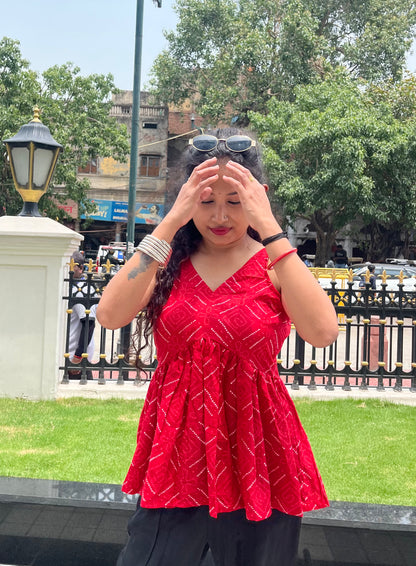 Red Pepper Peeplum Short Kurti