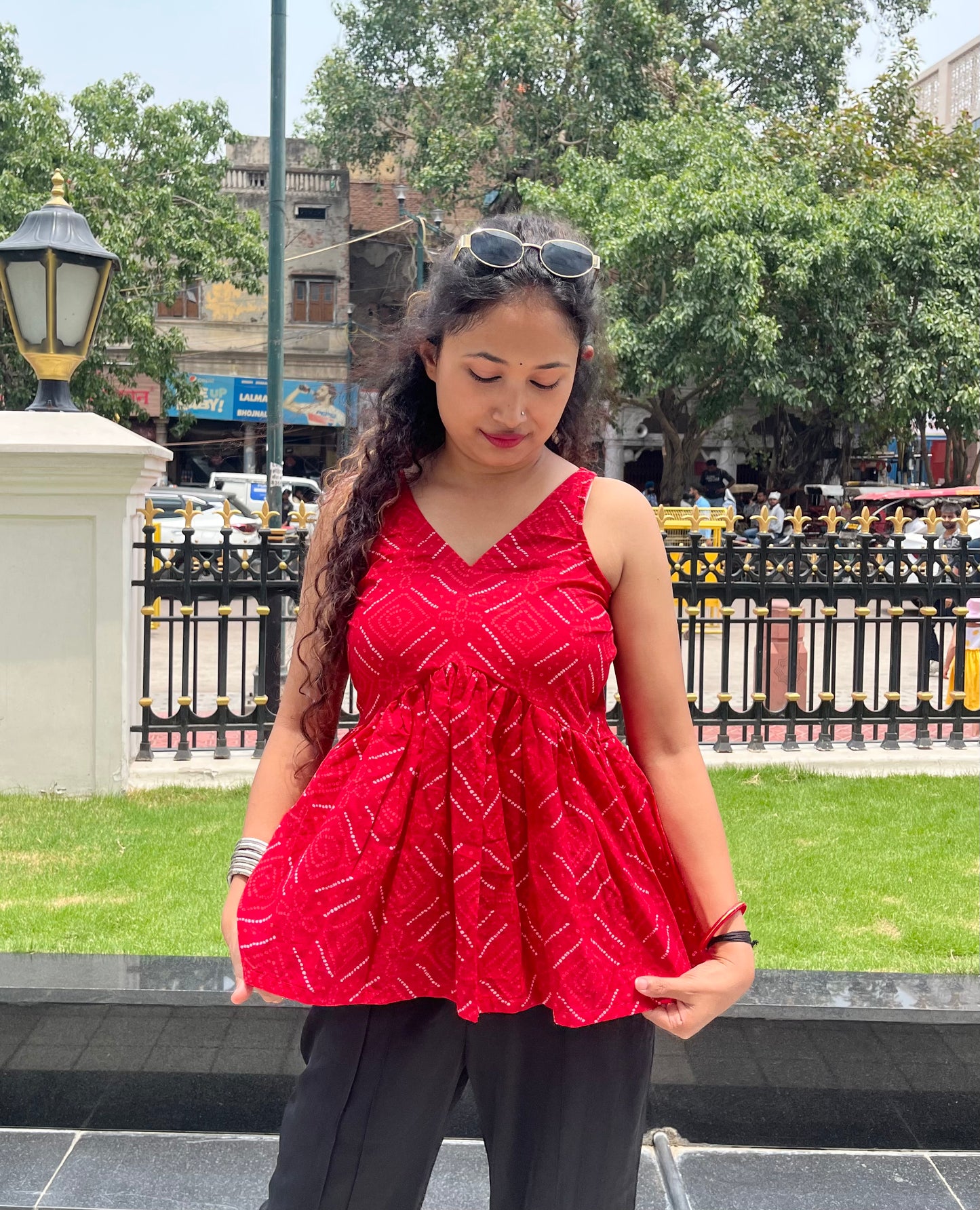 Red Pepper Peeplum Short Kurti