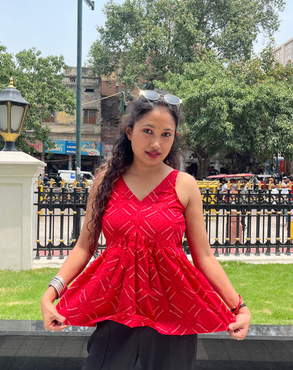 Red Pepper Peeplum Short Kurti