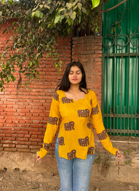 Peeli Gajraaj Corset Back Kurti