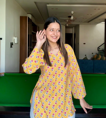 Basanti Straight Short Kurti