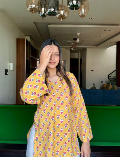 Basanti Straight Short Kurti