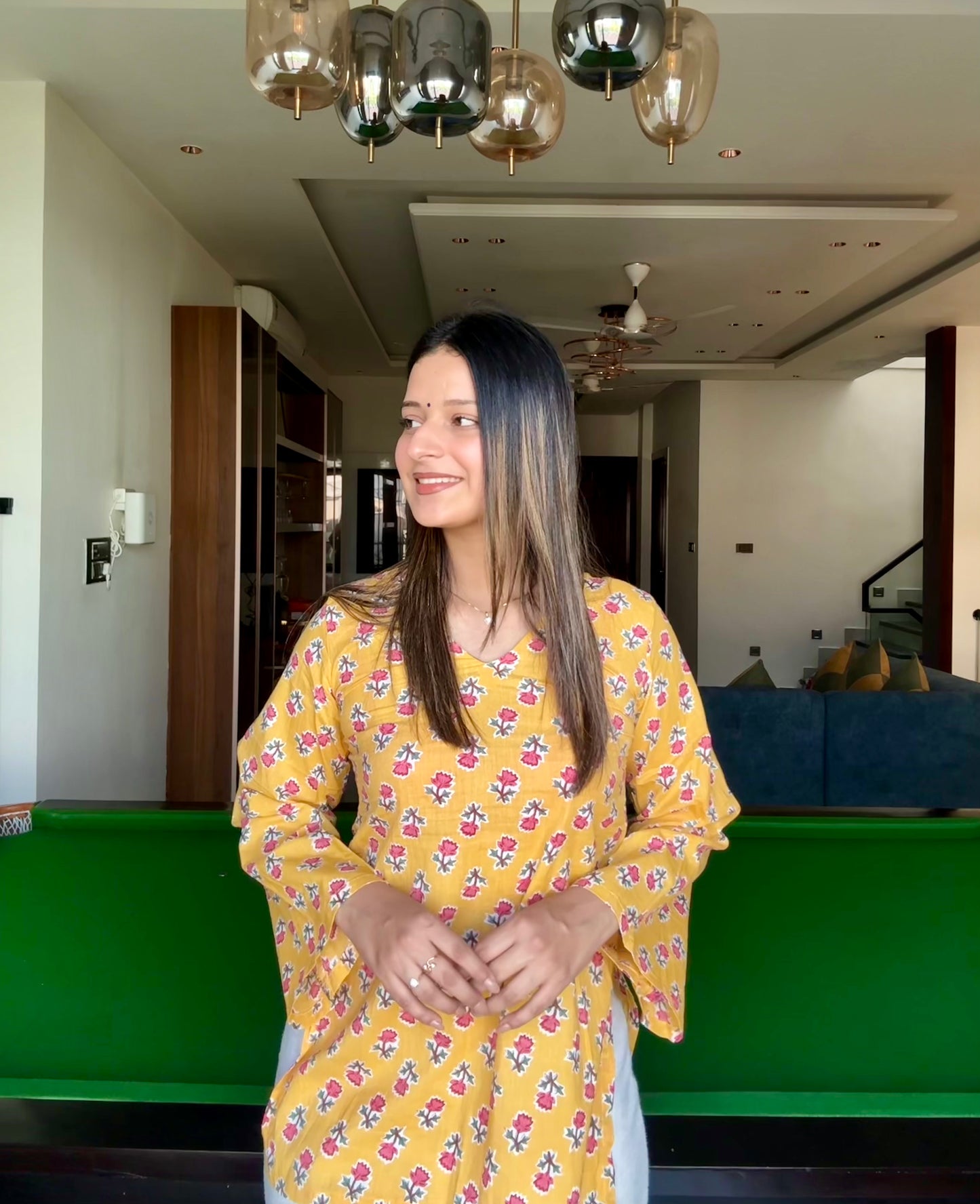 Basanti Straight Short Kurti