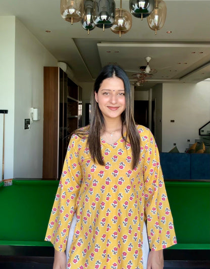 Basanti Straight Short Kurti