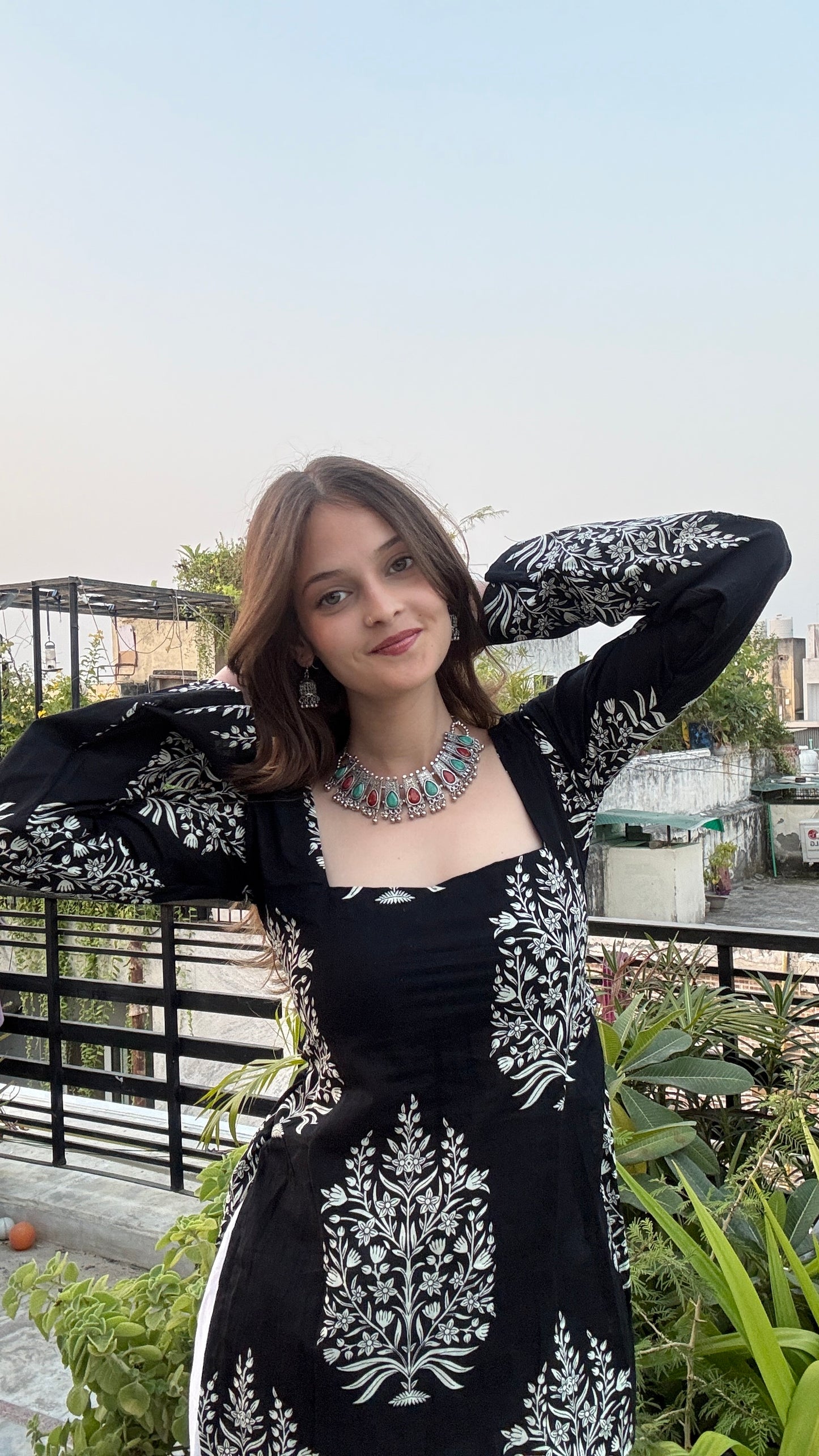 Nazakat in Black Straight Short Kurti