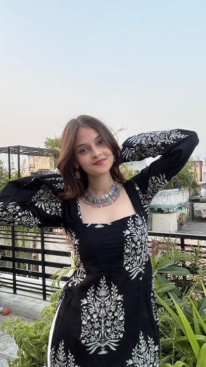 Nazakat in Black Straight Short Kurti