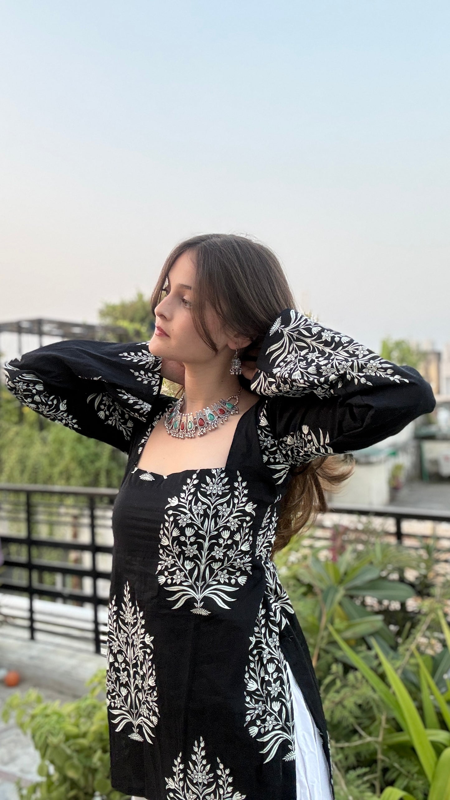 Nazakat in Black Straight Short Kurti