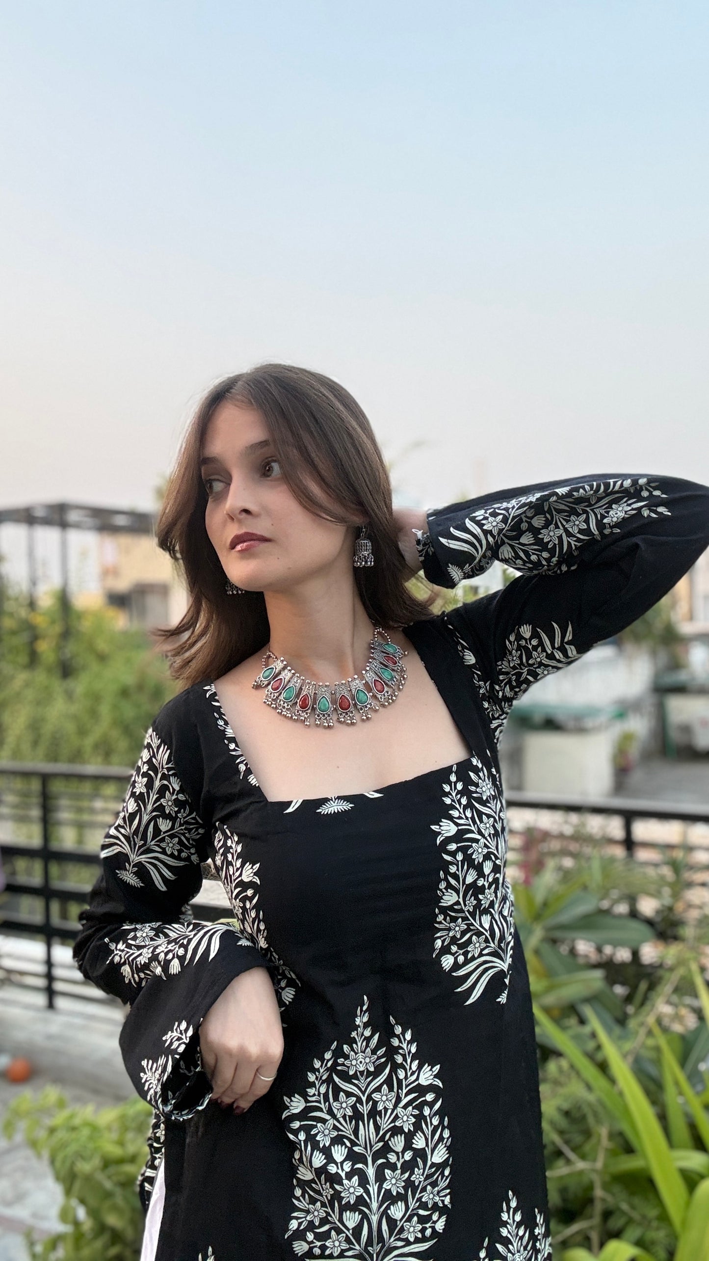 Nazakat in Black Straight Short Kurti