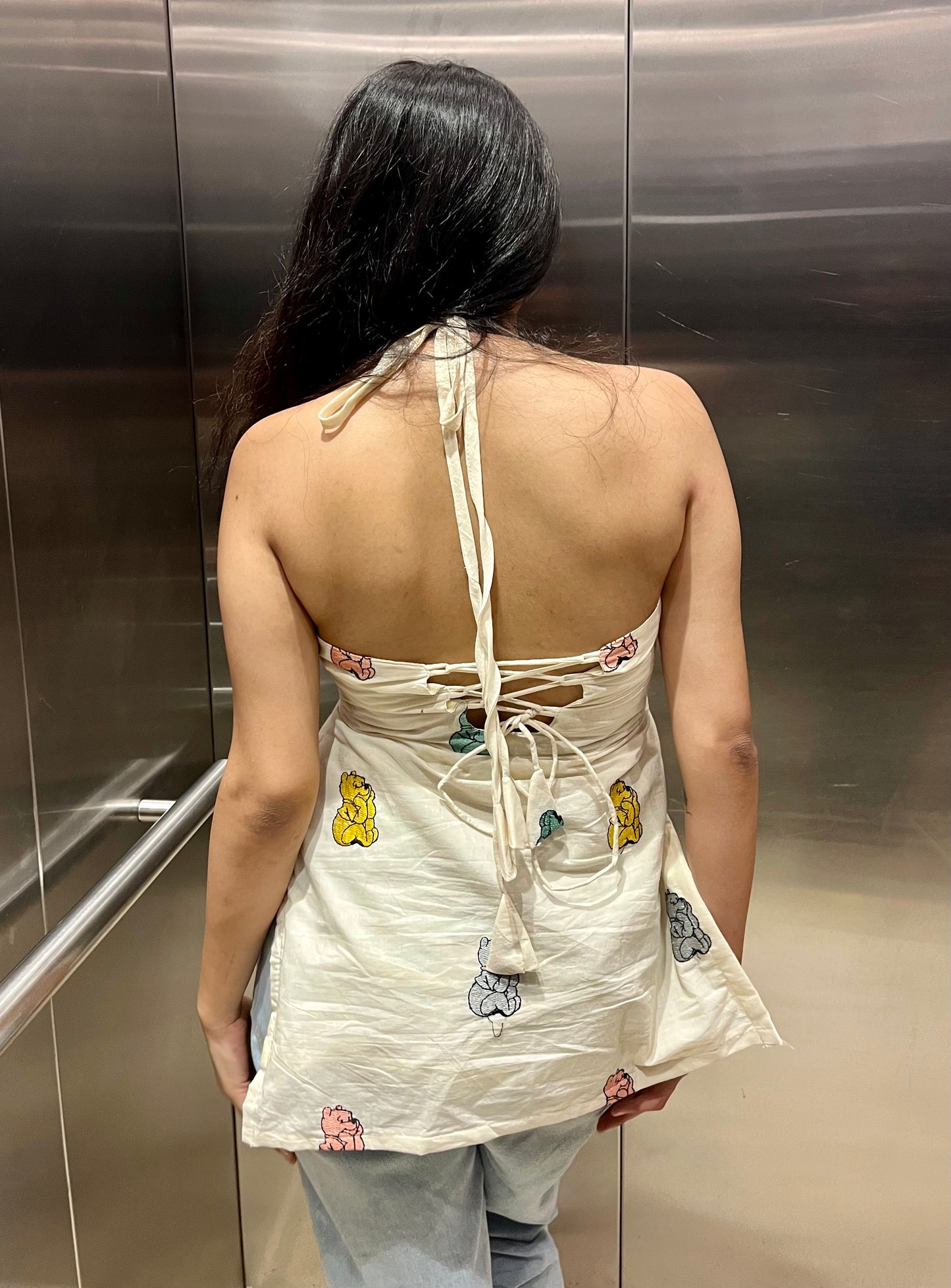 Pooh Halter Neck Short Kurti