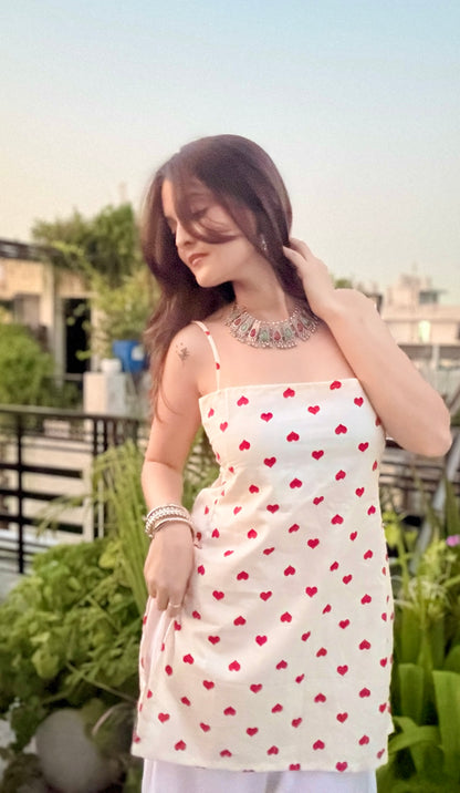Little Hearts Backless Short Kurti