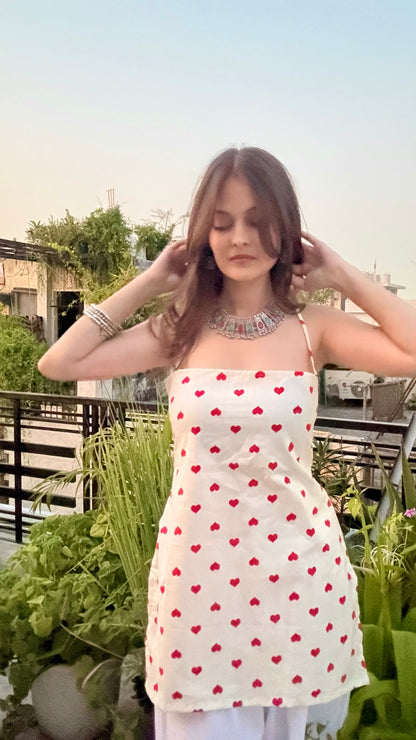 Little Hearts Backless Short Kurti