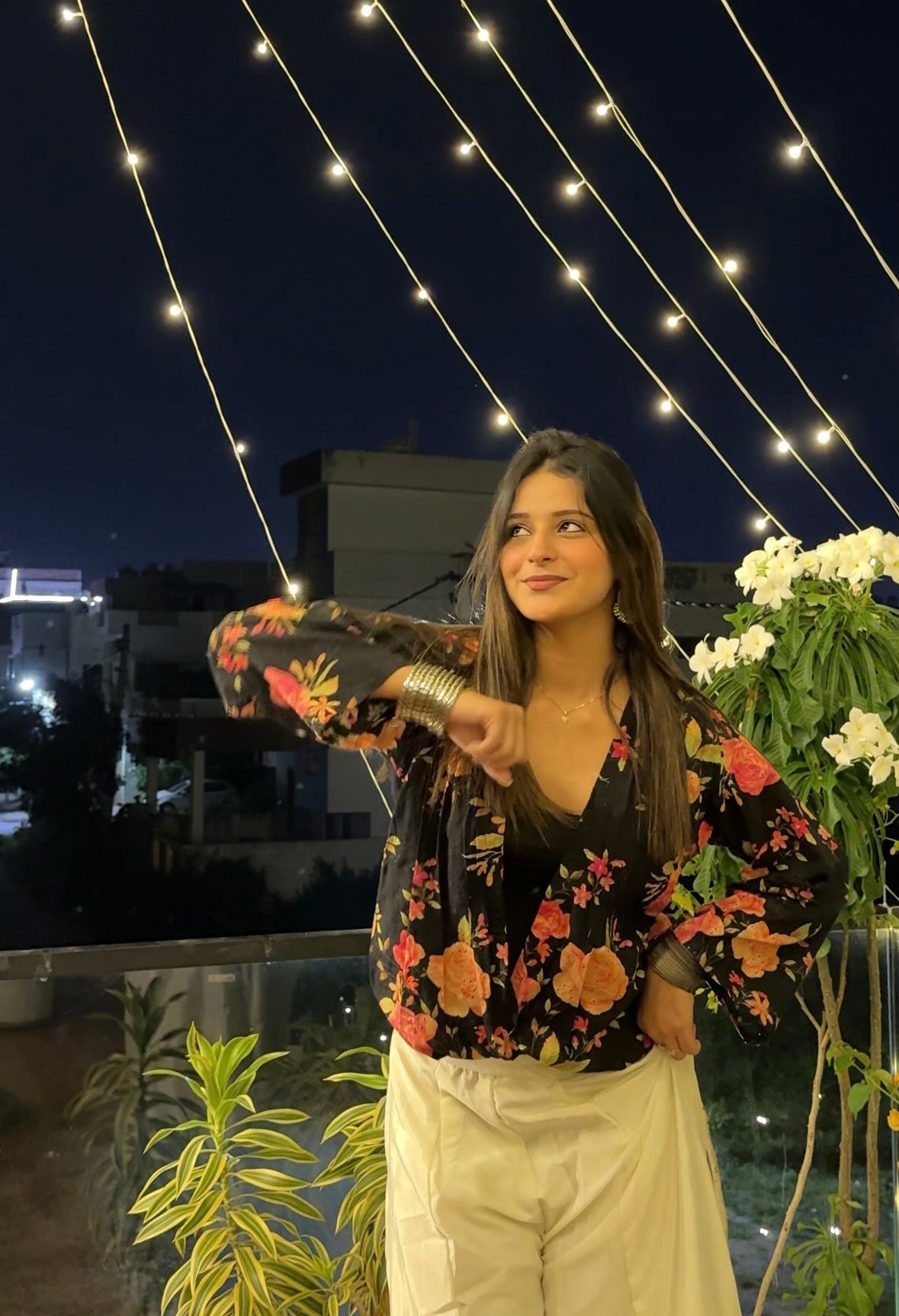 Black Floral Hakoba Shrug