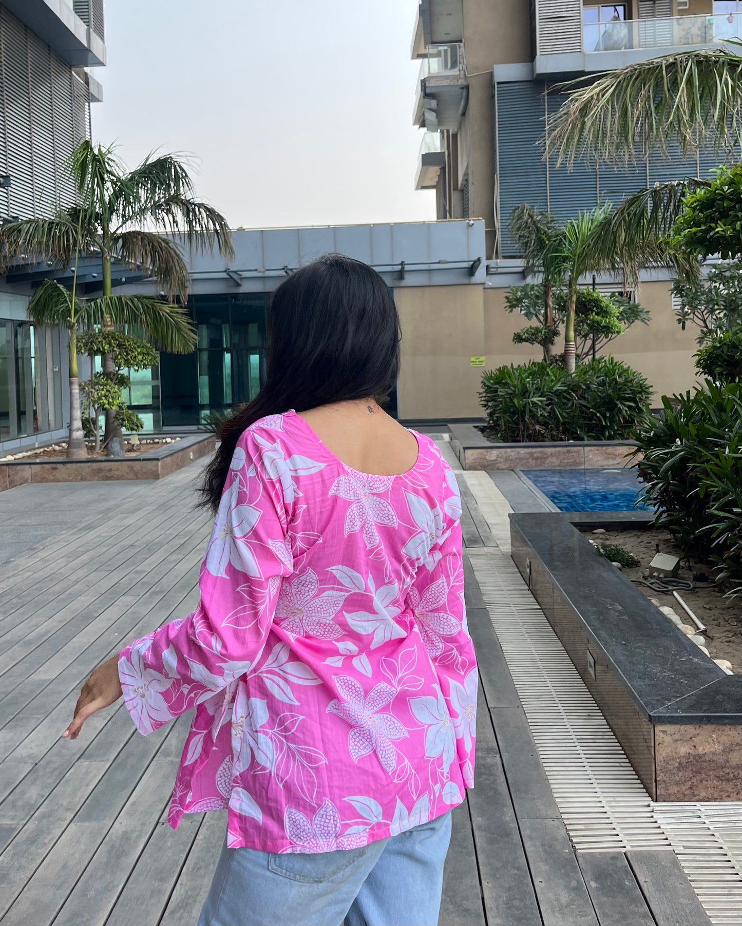 Cherry Blossom Straight Short Kurti