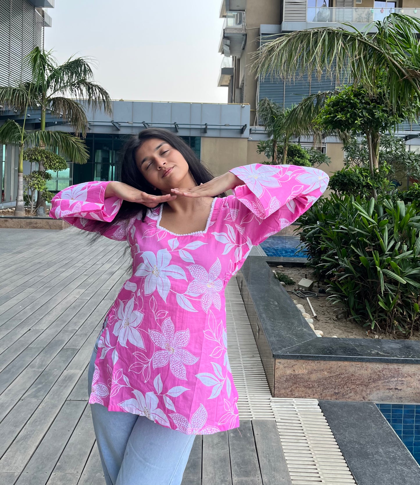 Cherry Blossom Straight Short Kurti